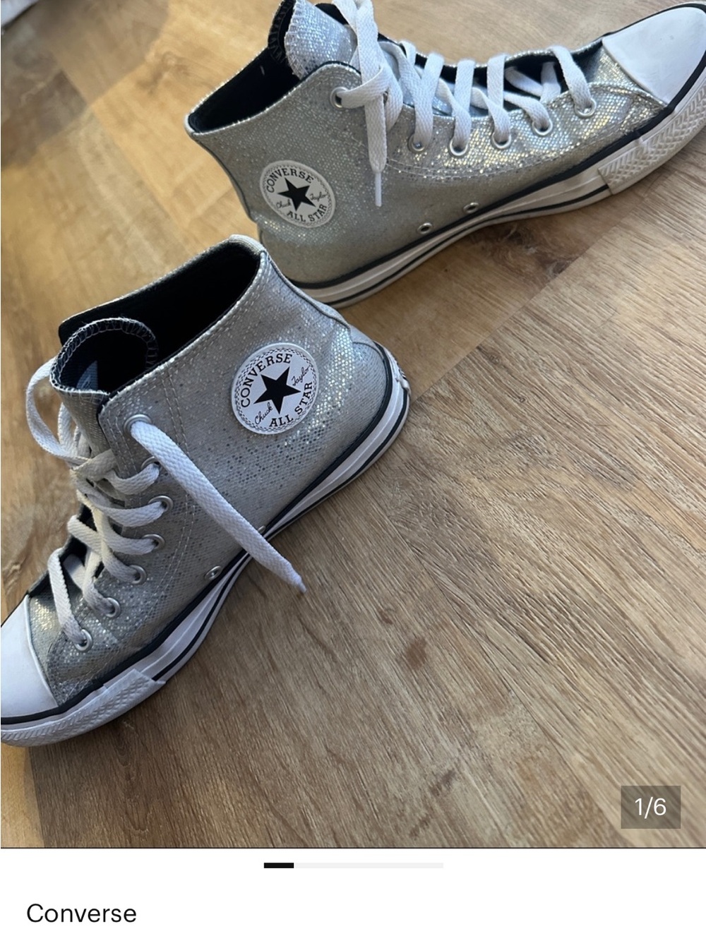 Converse Kids Silver Glitter High Top Sneakers